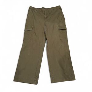 Loft Olive Green Pocket Cargo Pants Size 14 Wide Leg, 29” Inseam